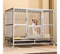 Nichee Chien Chenil for Chien Exterieur Équipé De roulettes Pivotantes Et d'une Petite Porte Pliable Fabriqué en Tubes Ronds Et Carrés Galvanisés Lumièree De Toit Amovible(Silver,108 * 73 * 92cm)