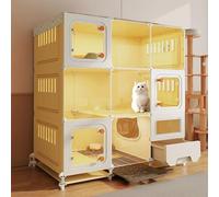 Nichee for Chat D'intérieur en PP Et Fer Espace De Rangement Supérieur Aire De Jeu Multi-Zones Disponible en 6 Tailles Bac À Litière Fermé Double Verrouillage(106 * 46 * 114cm)