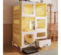 Nichee for Chat D'intérieur en PP Et Fer Espace De Rangement Supérieur Aire De Jeu Multi-Zones Disponible en 6 Tailles Bac À Litière Fermé Double Verrouillage(71 * 46 * 114cm)