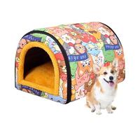 Niches pour chats résistantes aux intempéries - Peluche en tissu imperméable durable, abri d'hiver isolé, design extérieur quatre saisons, lit coussin confortable, porte de secours de sécurité | Maiso