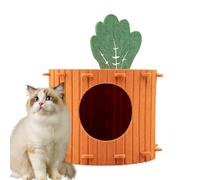 Nichette Cave pour Chat | Maison Douce Semi-Encastrée avec Toit Amovible,Panier en Forme De Carotte avec Couverture,pour Maison et Intérieur Animaux de Compagnie Taille Petite Moyenne Grande Chats