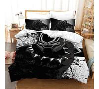 NICHIYO Black Panther Parure de lit 3 pièces avec housse de couette et taie d'oreiller, en microfibre, impression numérique 3D (9, simple 135 x 200 cm)