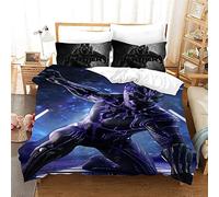 NICHIYO Black Panther Parure de lit 3 pièces avec housse de couette et taie d'oreiller, en microfibre, impression numérique 3D (11, double 200 x 200 cm)