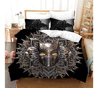 NICHIYO Black Panther Parure de lit - Housse de couette et taie d'oreiller, microfibre, 3D Digital Print Parure de lit 3 pièces (housse de couette + taies d'oreiller) (7 King 220 x 240 cm)