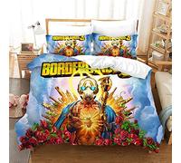 NICHIYO Borderlands Parure de lit 3 pièces - Housse de couette et taie d'oreiller, microfibre, 3D Digital Print (housse de couette + taies d'oreiller) (10,Single 135 x 200 cm)