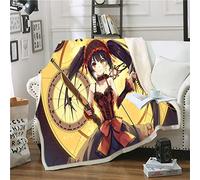 NICHIYO DATE A LIVE couverture, dessin animé et couverture polaire pour adultes et enfants, 100% microfibre, pour canapé-lit et canapé (5,100 x 140 cm)