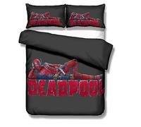 NICHIYO Deadpool Parure de lit - Housse de couette et taie d'oreiller, microfibre, 3D Digital Print Parure de lit 3 pièces (housse de couette + taies d'oreiller) (3,2 x 200 x 200 cm)
