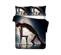NICHIYO Deadpool Parure de lit - Housse de couette et taie d'oreiller, microfibre, 3D Digital Print Parure de lit 3 pièces (housse de couette + taies d'oreiller) (6,2 x 200 x 200 cm)