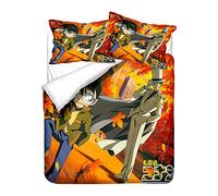 NICHIYO Detective Conan Parure de lit 3 pièces avec housse de couette et taie d'oreiller, en microfibre, impression numérique 3D (23,King 220 x 240 cm)