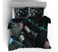 NICHIYO Final Fantasy Parure de lit - Housse de couette et taie d'oreiller, Microfibre, Impression numérique 3D parure de lit 3 pièces (housse de couette + taies d'oreiller) (9, King 220 x 240 cm)