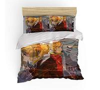 NICHIYO Fullmetal Alchemist Parure de lit 3 pièces en microfibre avec housse de couette et taies d'oreiller, impression numérique 3D (9, King 240 x 220 cm)