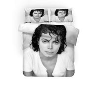 NICHIYO Michael Jackson Parure de lit 3 pièces avec housse de couette et taie d'oreiller, microfibre, impression numérique 3D (housse de couette et taies d'oreiller) (4, King 220 x 240 cm)