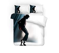 NICHIYO Michael Jackson Parure de lit 3 pièces avec housse de couette et taie d'oreiller, microfibre, impression numérique 3D (9, Super King 220 x 260 cm)