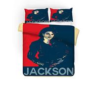NICHIYO Michael Jackson Parure de lit 3 pièces en microfibre avec housse de couette et taie d'oreiller Impression numérique 3D (8, King size 220 x 240 cm)