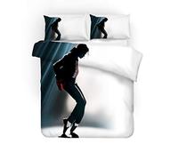 NICHIYO Michael Jackson Parure de lit 3 pièces en microfibre avec housse de couette et taies d'oreiller Impression numérique 3D (9, King size) 220 x 240 cm