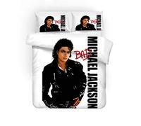 NICHIYO Michael Jackson Parure de lit en microfibre avec housse de couette et taie d'oreiller, impression numérique 3D (6, Doubie 200 x 200 cm)