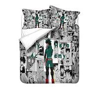 NICHIYO My Hero Academia Parure de lit 3 pièces avec housse de couette Motif dessin animé 3D (12, simple 135 x 200 cm)