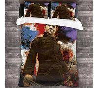 NICHIYO Parure de lit Halloween : The Curse of Michael Myers Housse de couette et taie d'oreiller, en microfibre, impression numérique 3D Literie trois pièces (21, simple 135 x 200 cm + 50 x 75