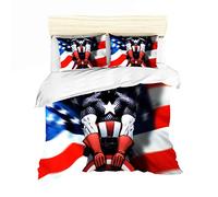 NICHIYO Parure de lit The Avengers - Housse de couette et taie d'oreiller - Microfibre - Impression numérique 3D - 3 pièces (housse de couette et taies d'oreiller) (2, King 240 x 220 cm)