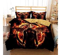 NICHIYO Parure de lit The Hunger Games - En microfibre - Impression numérique 3D - 3 pièces (5,180 x 210 cm + 80 x 80 cm)