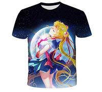 NICHIYO Sailor Moon T-shirt unisexe imprimé 3D Été Col rond Hommes Sport Loisirs Fitness Outdoor T-shirt pour enfants, 3, s