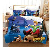 NICHIYO Scooby DOO Parure de lit 3 pièces avec housse de couette et taie d'oreiller, microfibre, impression numérique 3D (22, Super King 220 x 260 cm)