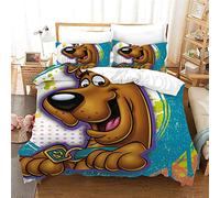 NICHIYO Scooby DOO Parure de lit 3 pièces avec housse de couette et taie d'oreiller, microfibre, impression numérique 3D (housse de couette + taies d'oreiller) (12, double 200 x 200 cm)