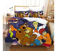 NICHIYO Scooby DOO Parure de lit 3 pièces en microfibre avec housse de couette et taie d'oreiller, impression numérique 3D (18, King 220 x 240 cm)
