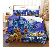 NICHIYO Scooby DOO Parure de lit 3 pièces en microfibre avec housse de couette et taies d'oreiller, impression numérique 3D (9, King 220 x 240 cm)