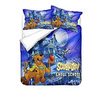 NICHIYO Scooby-DOO Parure de lit - Housse de Couette et taie d'oreiller, Microfibre 3D Impression numérique Literie 3 pièces (17,King 220*240cm)