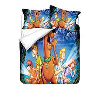 NICHIYO Scooby-DOO Parure de lit - Housse de Couette et taie d'oreiller, Microfibre 3D Impression numérique Literie trois pièces (14,Doubie 200*200cm)