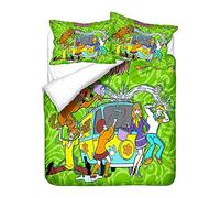 NICHIYO Scooby-DOO Parure de lit - Housse de Couette et taie d'oreiller, Microfibre, Impression numérique 3D Literie 3 pièces (12,King 220*240cm)