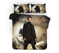 NICHIYO Supernatural Season Parure de lit 3 pièces en microfibre avec housse de couette et taies d'oreiller, impression numérique 3D (2, double 200 x 200 cm)