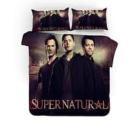 NICHIYO Supernatural Season Parure de lit, Housse de Couette et taie d'oreiller, en microfibre, Impression numérique 3D, Parure de lit en trois pièces (Housse de Couette + taies d'oreiller) (1, King