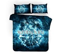 NICHIYO Supernatural Season Parure de lit, Housse de Couette et taie d'oreiller, en microfibre, Impression numérique 3D, Parure de lit en trois pièces (Housse de Couette + taies d'oreiller) (4, King