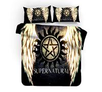 NICHIYO Supernatural Season Parure de lit, Housse de Couette et taie d'oreiller, en microfibre, Impression numérique 3D, Parure de lit en trois pièces (Housse de couette + taies d'oreiller) (9, King