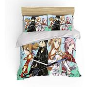 NICHIYO Sword Art Online Parure de lit en microfibre avec housse de couette et taie d'oreiller Impression numérique 3D (6, lit simple 135 x 200 cm)