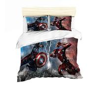NICHIYO The Avengers Parure de lit 3 pièces - Housse de couette et taie d'oreiller, microfibre, 3D Digital Print (housse de couette + taies d'oreiller) (5,King 240 x 220 cm)