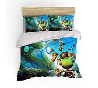 NICHIYO The Croods Parure de lit 3 pièces avec housse de couette et taie d'oreiller, en microfibre, impression numérique 3D (housse de couette + taies d'oreiller) (1, Doubie 200 x 200 cm + 50 x 75 cm)