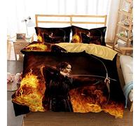 NICHIYO The Hunger Games Parure de lit 3 pièces en microfibre avec housse de couette et taie d'oreiller, impression numérique 3D (4,240 x 220 cm + 80 x 80 cm)