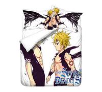 NICHIYO The Seven Deadly Sins Parure de lit 3 pièces avec housse de couette et taie d'oreiller, microfibre, impression numérique 3D (20,Doubie 200 x 200 cm)