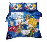 NICHIYO The Seven Deadly Sins Parure de lit 3 pièces avec housse de couette et taie d'oreiller, microfibre, impression numérique 3D (2, lit simple 135 x 200 cm)