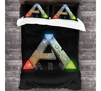 NICHIYOBI ARK: Survival Evolved Parure de lit, housse de couette et taie d'oreiller, en microfibre, impression numérique 3D, parure de lit en trois pièces (3, simple 135 x 200 cm + 80 x 80 cm)