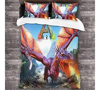 NICHIYOBI ARK : Survival Evolved Parure de lit, housse de couette et taie d'oreiller, en microfibre, impression numérique 3D, parure de lit en trois pièces (20, double 200 x 200 cm)