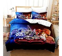 NICHIYOBI Black Clover Parure de lit 3 pièces avec housse de couette et taie d'oreiller, microfibre, impression numérique 3D (6, lit simple 135 x 200 cm + 80 x 80 cm)