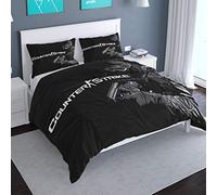 NICHIYOBI Counter-Strike Parure de lit 3 pièces avec housse de couette et taie d'oreiller, microfibre, impression numérique 3D (2, Doubie 200 x 200 cm + 80 x 80 cm)