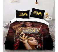 NICHIYOBI Eva Queen Parure de lit en 3 pièces avec housse de couette et taie d'oreiller, en microfibre, impression numérique 3D (10, double 200 x 200 cm)