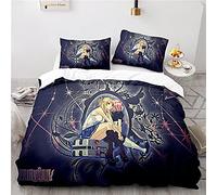 NICHIYOBI Fairy Tail Parure de lit, housse de couette et taie d'oreiller, en microfibre, impression numérique 3D, parure de lit en trois pièces (14, double 200 x 200 cm + 80 x 80 cm)