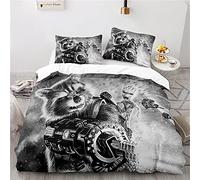 NICHIYOBI Guardians of The Galaxy Groot Parure de lit en microfibre avec housse de couette et taie d'oreiller, impression numérique 3D, parure de lit 3 pièces (13, lit simple 135 x 200 cm)