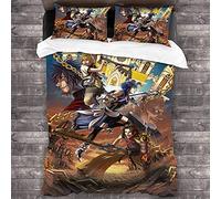 NICHIYOBI Kingdom Hearts Sora Riku Kairi Parure de lit 3 pièces, avec housse de couette et taie d'oreiller, en microfibre, impression numérique 3D, (7, King 240 x 220 cm)